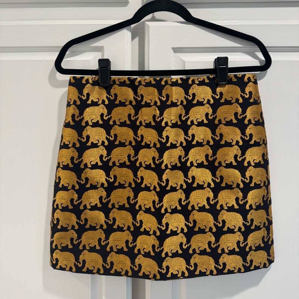 J.Crew black and gold elephant skirt (like new)